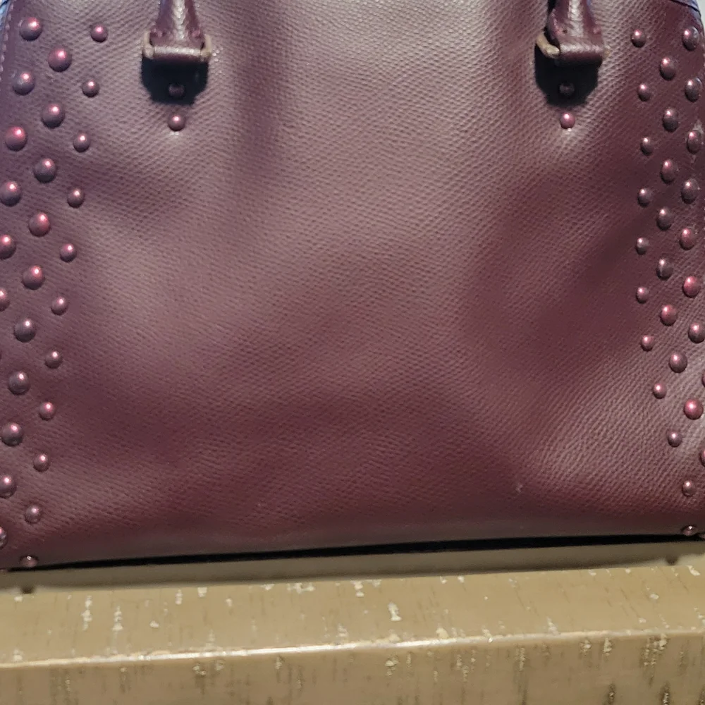 COACH Studded Leather Tote Bag in Deep Burgundy - Picture 2 of 7
